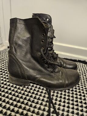 Steve Madden Black Leather Combat Boots